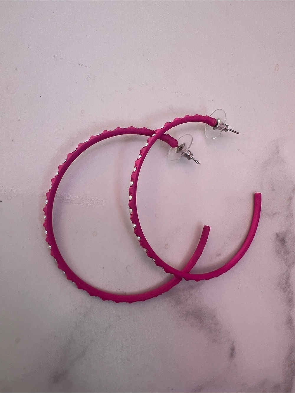 Kendra Scott Hot Pink Hoop Earrings with Silver Bead Accents